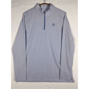 Louis Castel Blue White Striped 1/4 Zip Pullover Long Sleeve T-Shirt Medium
